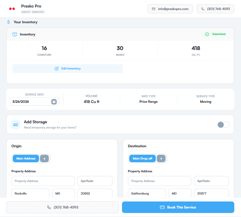 Mooxy client portal - Your Inventory view
