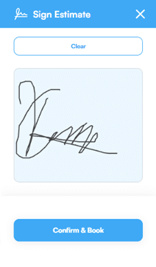 Mooxy sign estimate screen