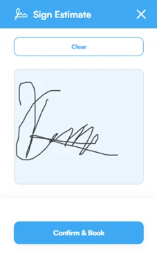 Mooxy sign estimate screen